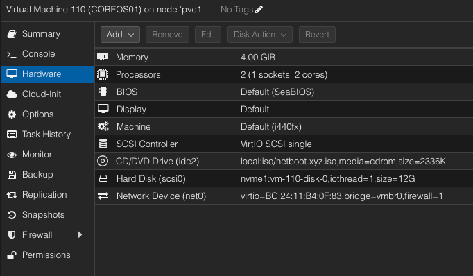 Proxmox VM Config